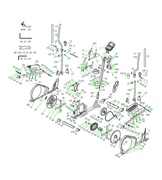 KS8501m Elliptical Exploded Diagram